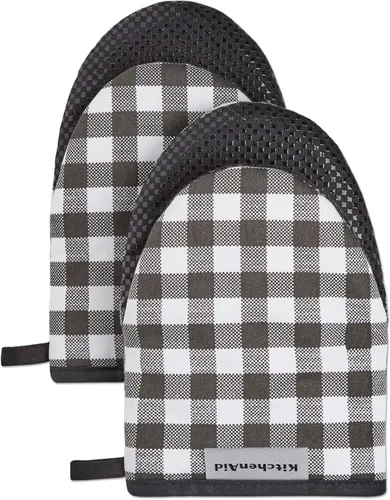 Miniatura 5 de Juego de 2 manoplas mini para horno Kitchenaid Gingham, Terciopelo Azul, 5.5"x8