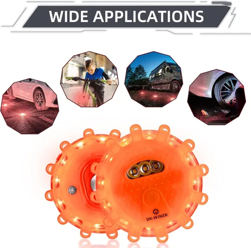 Miniatura 2 de Kit de bengalas LED de carretera para emergencia, kit de luces de emergencia para carretera con base magnética para vehículos y barcos 9 modos