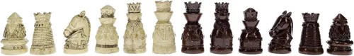 Miniatura 8 de WE Games Juego de ajedrez con temática medieval: tablero de ajedrez de madera con intrincadas piezas de ajedrez Polystone, juegos de ajedrez