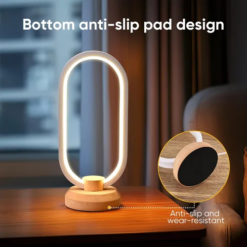 Miniatura 7 de LONRISWAY Lámpara de escritorio moderna lámpara de mesa de madera LED, luz de noche de noche de noche, iluminación LED regulable, decoración
