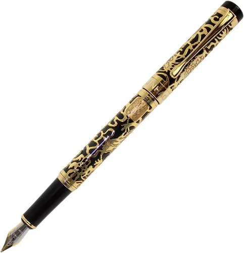 Miniatura 9 de Ancient Silver Jinhao Dragon - Juego de plumas estilográficas ejecutivas de punta fina, colección de bolígrafos vintage, bolígrafo de negocios
