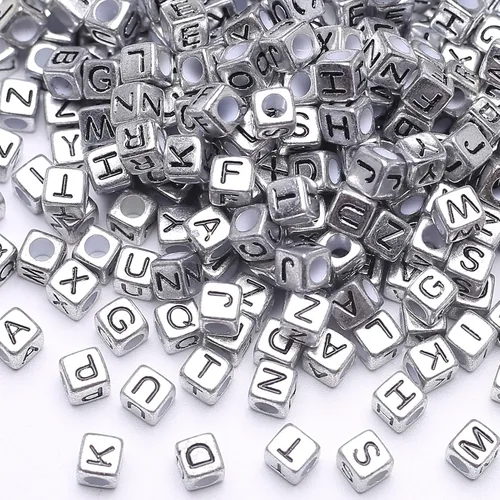 Miniatura 6 de 1000 piezas de cuentas cuadradas luminosas con letras, cuentas de cubo que brillan en la oscuridad, cuentas de letras luminosas acrílicas, cuentas