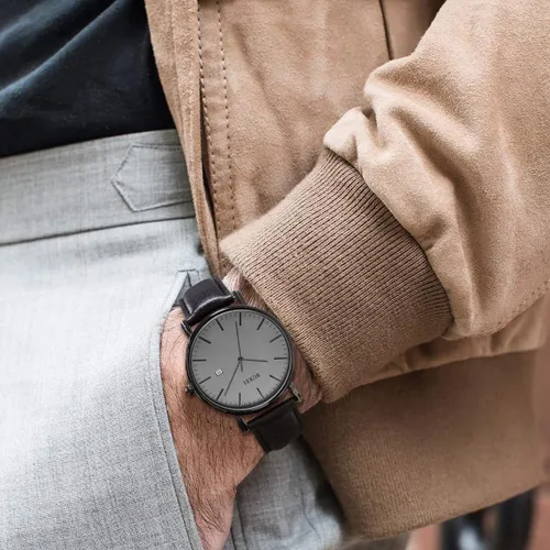 Miniatura 6 de BUREI - Reloj de pulsera analógico para hombre con fecha y correa de piel