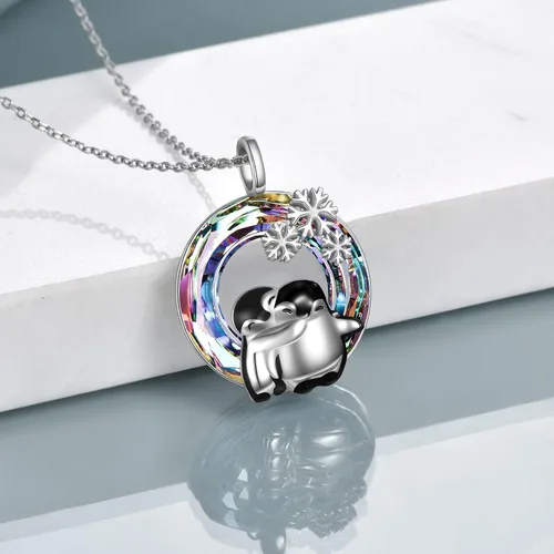 Miniatura 4 de Pingüinosperezosospandasbúhospanda rojojirafagatosllamasdinosaurioosocerdo monoconejito de Pascua, regalos de pingüinos, plata de ley 925, joyería
