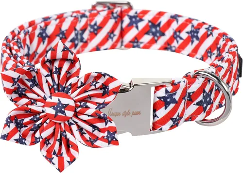Miniatura 5 de Unique style paws Collar de perro con flor, collar de perro ajustable, patrón de flores, collar duradero para mascotas para perros pequeños, Flor