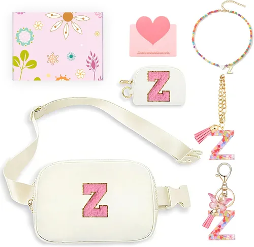 Miniatura 30 de Regalos de moda para niñas adolescentes, cangurera con monograma para niña con llavero, collar, dijes de taza, tarjeta de felicitación y caja