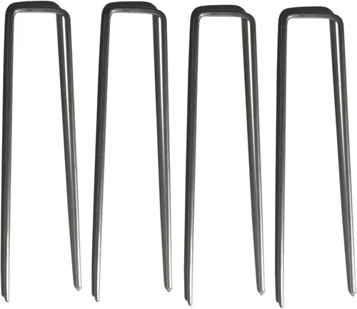 Estacas de jardín, 100 grapas galvanizadas de 6 pulgadas, estacas de jardín, grapas de jardín en forma de U para anclar vallas, tela y césped