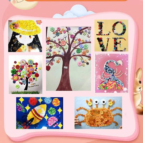 Miniatura 8 de 500-700 PZA Botones de Resina Marrón Claro, Varios Tamaños y Formas para Costura Infantil, Manualidades DIY, Botones Pintados a Mano para Arte