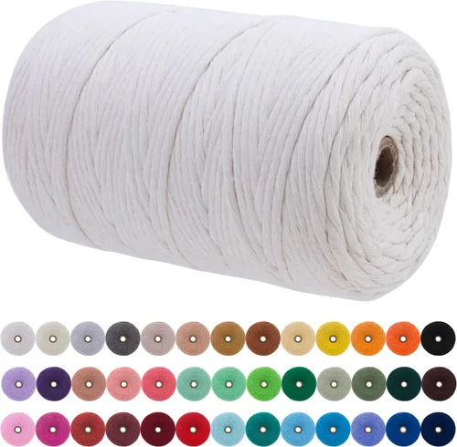 Miniatura 137 de JeogYong Cordón de macramé de un solo hilo 2mm x 164 yardas (492 pies) Cuerda de algodón suave, hilo de macramé 2 mm, suministros de macramé