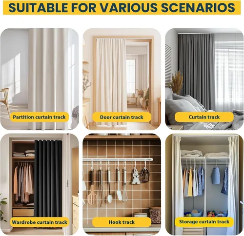 Miniatura 8 de Cortina de techo autoadhesiva, riel de techo para cortinas, barra de cortina de montaje en techo, para techo liso o pared, sin tornillos, barra