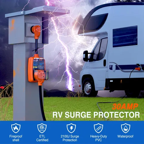 Miniatura 9 de Nilight Protector de sobretensiones RV de 30 amperios, analizador de circuito de 2100 julios, monitor de voltaje de picos altos y bajos, 125 V/3750