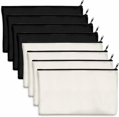 Miniatura 7 de Paquete de 8 bolsas de lona coloridas con cremallera, bolsas para manualidades DIY, bolsas de lona de viaje para maquillaje, cosméticos, artículos