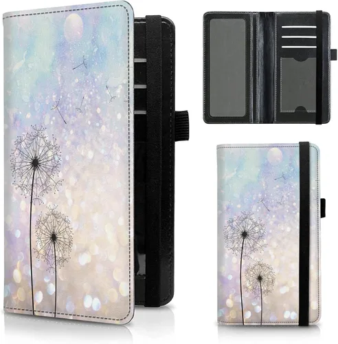 FUYOCWE Fundas de cuero para chequera para hombres y mujeres, para chequera personal, cheques duplicados, con bloqueo RFID y correa elástica, diente