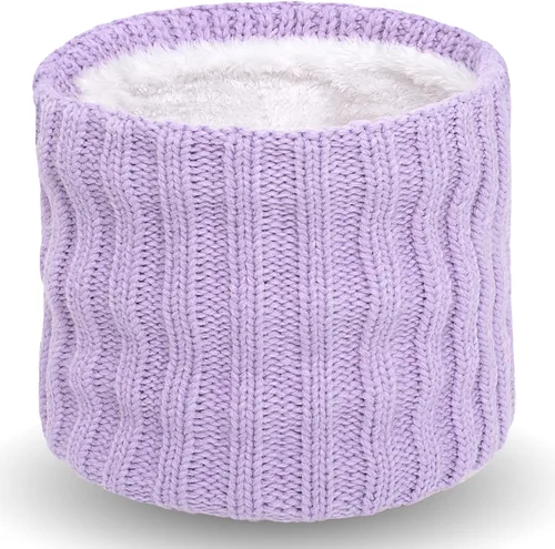 Miniatura 8 de Wandx Polaina de forro polar para niños y niñas, para invierno, para clima frío, cubierta facial de punto de rayas anchas para niños y niñas
