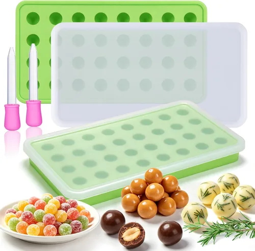 Miniatura 10 de AIERSA Moldes de Silicona para Cubos de Aceite Infusionado con Hierbas, 1 Pieza Bandeja Mini de Dulces Gomitas de 32 Cavidades, Moldes Cuadrados