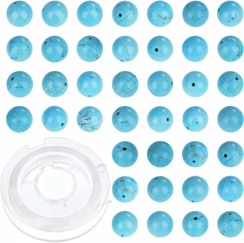 Miniatura 17 de 100 cuentas sueltas redondas de jade blanco natural de 0.315 pulgadas para fabricación de joyas con cordón elástico de cristal