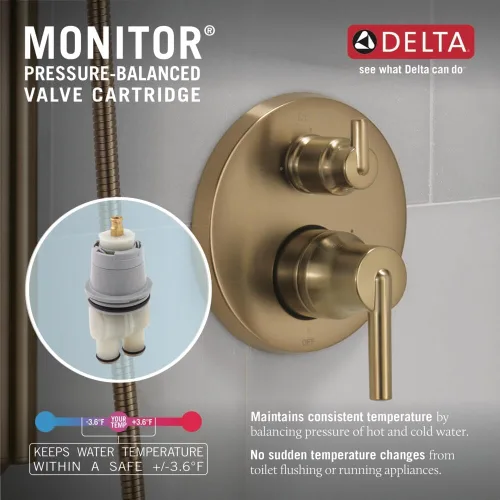 Miniatura 4 de DELTA FAUCET T24859, monitor contemporáneo cromado Trinsic serie 14 con desviador integrado de 3 ajustes