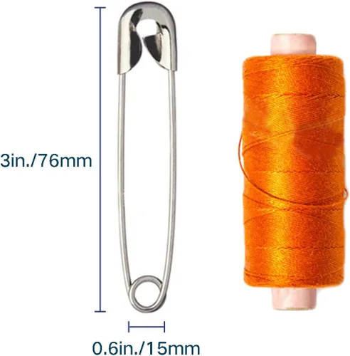 Miniatura 2 de 50 pasadores de seguridad, pasadores de seguridad de 3 pulgadas/2.992 in, acero niquelado de metal, accesorios de costura para ropa de bebé