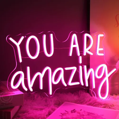 Miniatura 6 de SYLHOME Letreros de luz LED de neón Pink You Are Amazing para bodas, cumpleaños, fiestas de niñas, letrero de decoración de pared, aula, hogar