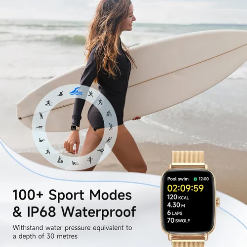 Miniatura 4 de Reloj inteligente para hombres y mujeres, 1.85" HD, reloj inteligente compatible con iPhone/Samsung/Android (responder/hacer llamadas), más de 100