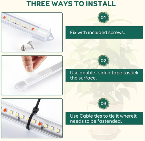 Miniatura 6 de Tiras de luz de cultivo de 2 barras para plantas de interior, luces de plantas de espectro completo de 16 pulgadas, luces de crecimiento similares