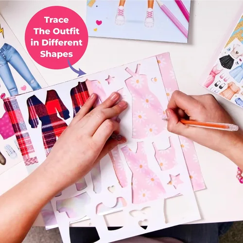Miniatura 5 de BSCOOL Fashion Studio Vestirse, Dibujar, Colorear. Libro de Creatividad de Pequeña Diseñadora para Niños de 4 años en adelante con Pegatinas