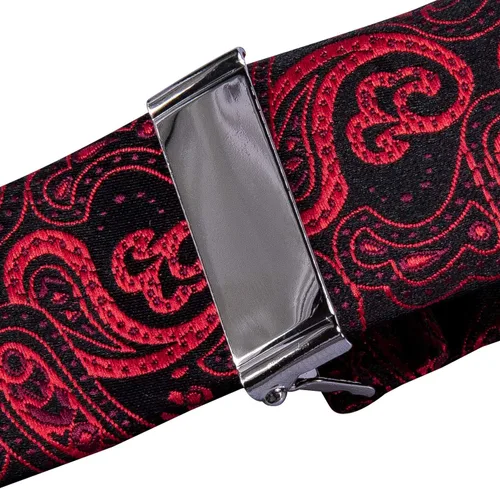 Miniatura 4 de YOHOWA Juego de tirantes para hombre, corbata de lazo, ajustable, pañuelo, gemelos, clip fuerte, banda elástica, boda, fiesta