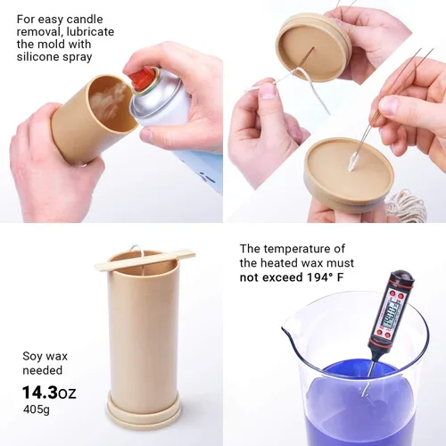 Miniatura 4 de Moldes de vela para hacer velas en forma de cilindro – Altura: 5.9 in, Ancho: 2.3 in – Moldes de cera para manualidades – Moldes de cera para velas
