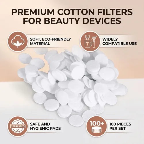 Miniatura 6 de Accesorios - 100 filtros redondos de algodón para máquina de eliminación de puntos negros, filtros de vacío facial de repuesto (0.984 in)