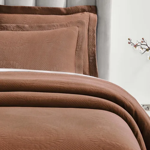 Miniatura 22 de Superior Juego de colcha de algodón con diseño de flor de lis, mantas cálidas, ropa de cama para todas las estaciones, decoración de dormitorio