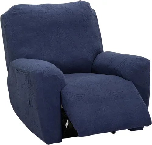 Miniatura 48 de CRFATOP Funda para sillón reclinable con estampado floral con bolsillos, funda única para sillón reclinable, 4 piezas, funda para sillón reclinable