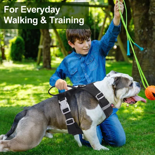 Miniatura 5 de Arnés sin tirones para perro, con asa, ajustable, suave, chaleco ligero para perros pequeños, medianos y grandes, negro, M