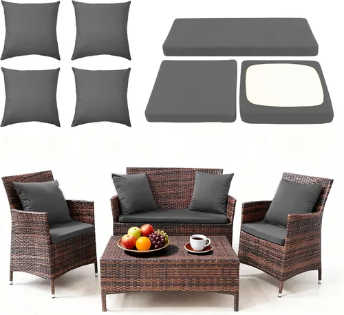 Miniatura 12 de Juego de fundas impermeables de 3 piezas para sofá de patio, fundas de repuesto para muebles de mimbre al aire libre, cojines de banco y asientos