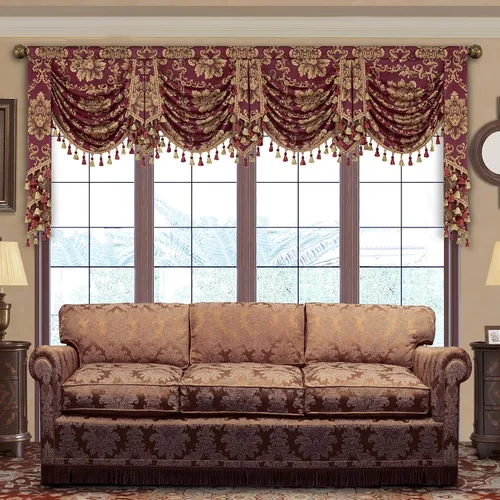 Miniatura 23 de Loom and Mill Cenefas de Cascada de Lujo para Ventanas, Elegante Cenefa de Cortinas Gruesas de Jacquard con Borlas para Sala de Estar, Dormitorio