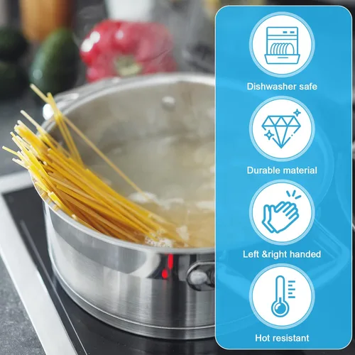 Miniatura 4 de TIESOME Colador de olla de acero inoxidable, colador de pasta con asa, escurridor duradero de plata para fideos para freír espagueti, frutas