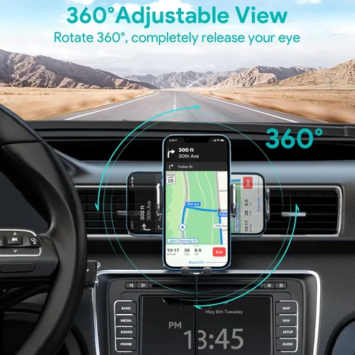 Miniatura 8 de Cargador inalámbrico para automóvil, soporte de carga de 15W con sujeción automática, soporte de ventilación para carga de automóvil para iPhone 15