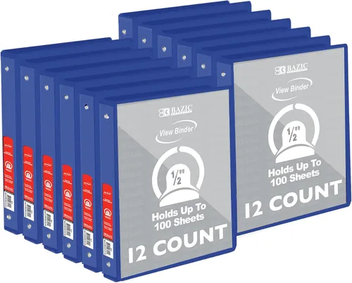 Miniatura 22 de BAZIC Products Carpeta organizadora de 3 anillas de 1/2 pulgada con vista económica, color negro, anillo redondo, capacidad para 100 hojas de papel