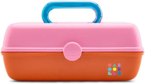 Miniatura 11 de Caboodles Pretty in Petite - Caja de maquillaje de dos tonos rosa sobre lavanda, caja organizadora de plástico duro, 2 bandejas giratorias, espejo