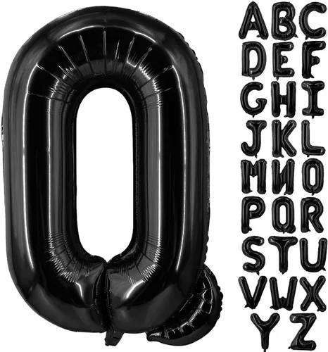 Miniatura 20 de Lovoir Globos grandes de 40 pulgadas con letras B negras de gran tamaño, globo de helio de aluminio de Mylar para decoración de fiesta de Letra B