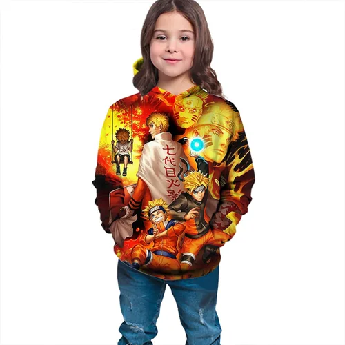 Miniatura 4 de Oboiti Sudadera con capucha de anime 3D, sudadera con capucha de bolsillo grande para niños y niñas