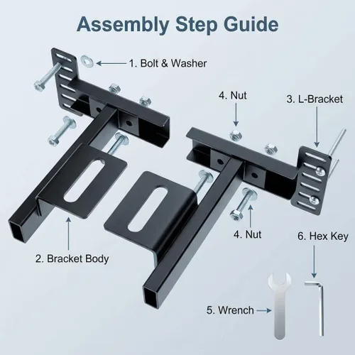 Miniatura 5 de QWORK Soportes de marco de cama de metal ajustables – Kit de extensión de cabecero atornillado para camas individuales, matrimoniales y queen