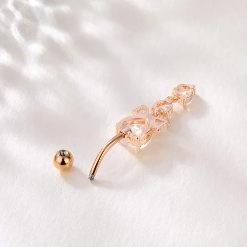 Miniatura 4 de NASAMA Piercing de ombligo de acero inoxidable 14G para mujer, joyería de piercing para el ombligo CZ