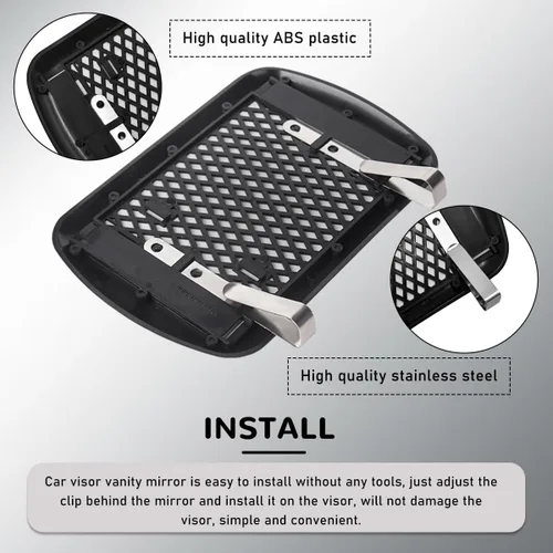 Miniatura 3 de povtii Espejo de Tocador para Parasol de Coche, Espejo de Maquillaje Automotriz con Clip y Protección Solar, Espejo de Tocador Cosmético Universal