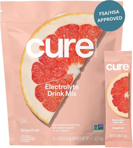 Miniatura 14 de Cure Hydration Mezcla para bebida de electrolitos a base de plantas Sin azúcar añadida FSA-HSA Polvo para alivio de la deshidratación hecho