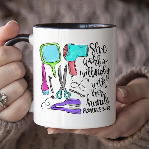 Miniatura 3 de YouNique Designs Taza de café para estilista, 11 onzas, taza para peluquería, taza para estilista para mujer, regalos de peluquería (mango negro)