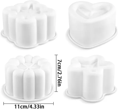 Miniatura 2 de 4 moldes de silicona antiadherentes para suministros de hornear, molde cuadrado de estrella, corazón, flor, pastel, moldes de silicona para pudín