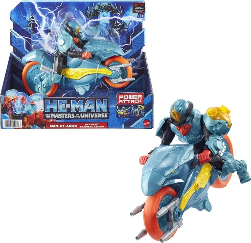 Masters of the Universe He-Man y la figura de acción + vehículo basado en series animadas, personajes de batalla articulados, regalo para 4 años en