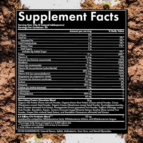 Miniatura 3 de WelleCo Proteína de chocolate en polvo a base de plantas, mezcla de arroz integral orgánico y guisantes, 0.56 oz de proteína por porción, suplemento