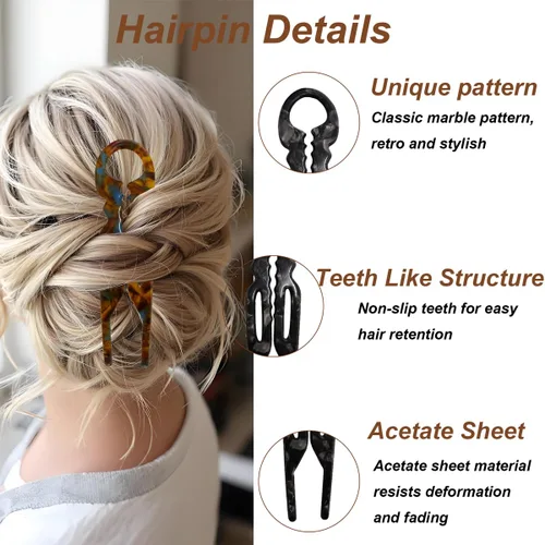 Miniatura 5 de 4 horquillas para el cabello para mujer, pinzas francesas de Prestiges, ángulo curvado, dentado, diseño antideslizante para horquillas francesas