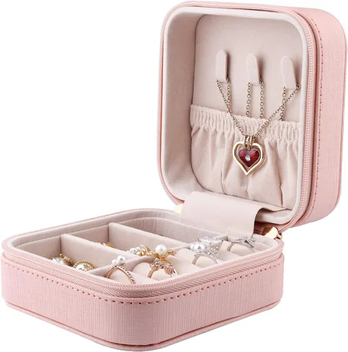 Duomiila - Caja de joyería pequeña, mini organizador de viaje portátil, para anillos, aretes, collares. Un regalo para niñas y mujeres